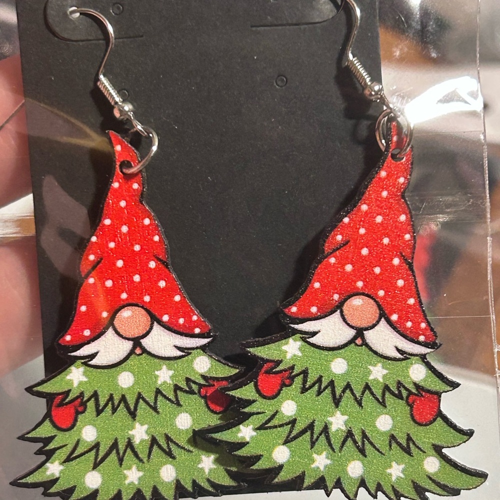 Red and Green Christmas Gnome Earrings